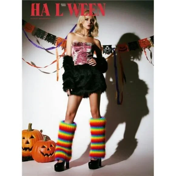 PRIDE Faux Fur Bright Vivid Colorful Rainbow Leg warmers-- SO FUN! ONE SIZE NWT - Picture 6 of 8